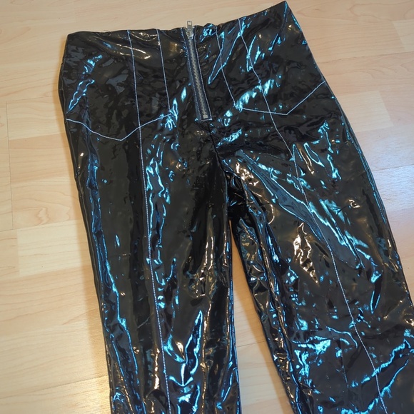 Black PVC Vinyl High Waisted Cat Woman Pants - Picture 7 of 8